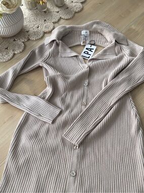 Revolve LPA Ribbed Backless Dress in Taupe - Size M Retail $248